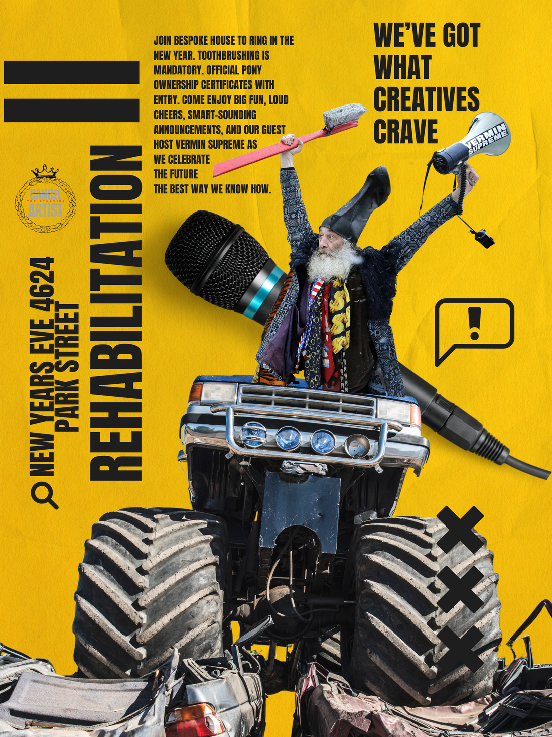 Bespoke House Announces “Rehabilitation,” a "Idiocracy" themed New Year’s Fundraiser Hosted by Vermin Supreme